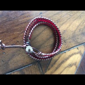 Beaded leather wrap bracelet